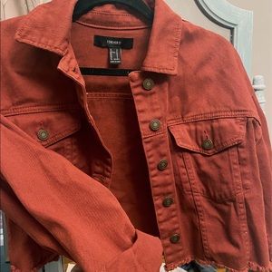 Maroon Crop Jean Jacket